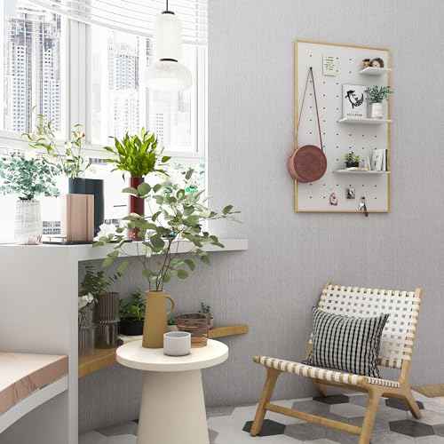 Grasscloth Peel and Stick Wallpaper Textured Gray Fabric Wallpaper Faux Linen Wallpapers 15.7"x78.8" Textured Contact Paper for Cabinets Self Adhesive Removable Wall Paper for Bedroom