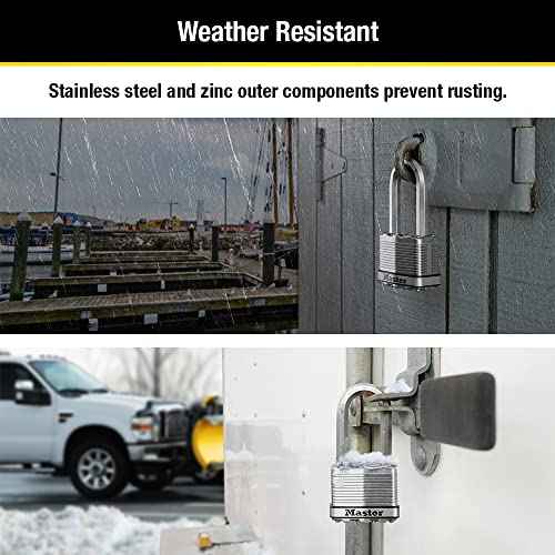 Master Lock M5XTRILH Magnum Heavy Duty Outdoor Padlock with Key, 3 Pack Keyed-Alike Silver