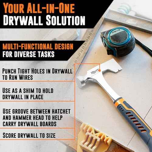 Mutt Tools Professional Drywall Hammer Hatchet ? 14oz Head ? Ergonomic Grip ? Lath Hammer for Drywall Installation and Demolition