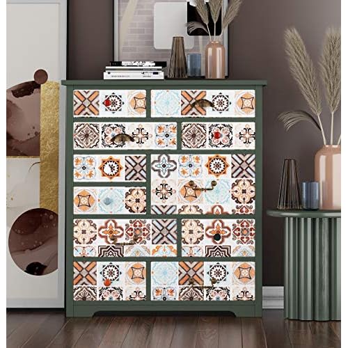 Livelynine Peel and Stick Wallpaper Tile Stickers Moroccan Tile Contact Paper Waterproof Wall Tiles for Bathroom Self Adhesive Wall Paper for Kitchen Walls Removable Vinyl Flooring Roll 15.8x78.8