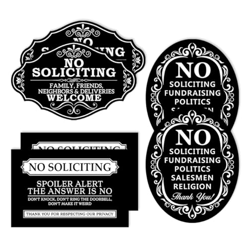 No Soliciting Vinyl Stickers Pack with Humorous and Direct Messages for Front Door Or Apartment Easy to Apply Weatherproof 6Pcs Set Wall Decoration Hat Hard Phone