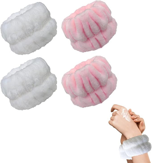 2 Pairs Wrist Washband for Women Washing Face, Wrist Spa Washband Absorbent Wristbands, Prevent Liquids from Spilling Down Your Arms