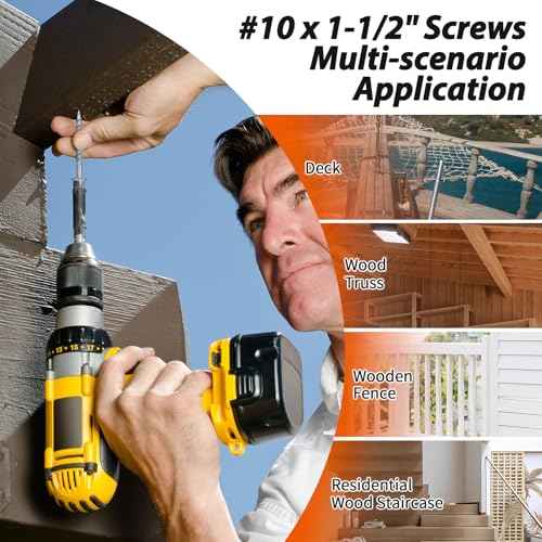 SD Connector Screws, #10 x 1-1/2" Heavy?Duty Joist Hanger Screws, 1/4" Hex Head Wood Screws, 0.380" Dia Deck Screw, 16D Nails Replacement Screw, Mech Galvanized Wear & Deformation Resistant (500?Qty)
