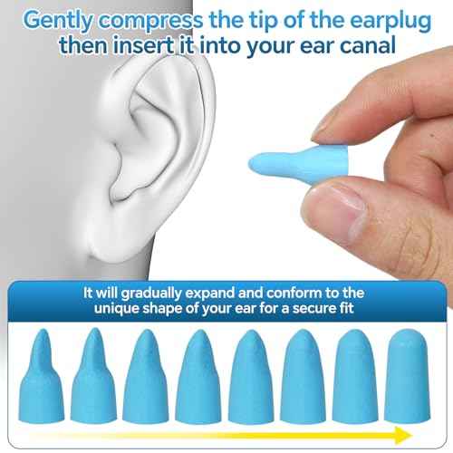 SNR 32dB Foam Ear Plugs, Disposable Hearing Protection, Orange Blue Red, Bulk Pack (Blue (500PCS), One Size)