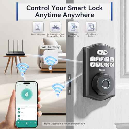 Fingerprint Door Lock, Keyless Entry Door Lock with App Control, Electronic Keypad Deadbolt for Front Door, Anti-Peeking Password, Auto-Lock Smart Door Locks, Easy Install