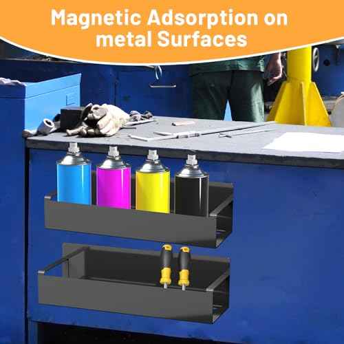 4 Pcs Magnetic Spray Can Holder, Magnet Tool Holder, Wall Mounted Spray Bottle Holder, Mechanic Paint Can Organizer, Tool Box Storage Rack for Garage Home Workspace