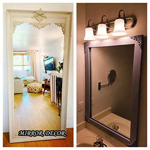 MUXSAM 4-Pack Wood Applique Onlay, Unpainted Wooden Carved Corner Decals, Retro Carvings Embellishments for Door Cabinet Bed Wall Mantel Mirror Wardrobe Cupboard Dresser Upgrade, 10x10cm/3.9x3.9in