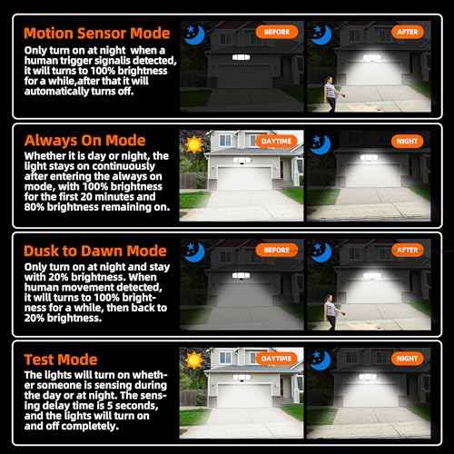 120W LED Flood Lights Outdoor with Motion Sensor, 12000LM 4500K Daylight, IP66 Waterproof Dusk to Dawn Outdoor Security Lights for Garage, Yard, Outside
