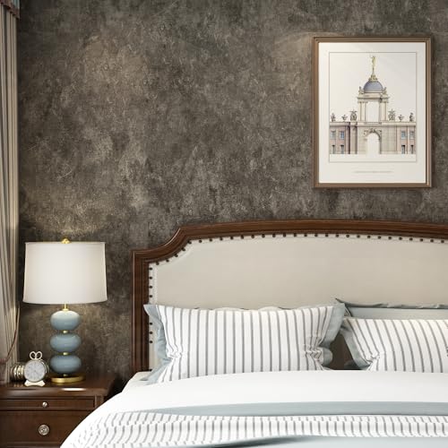 16"¡¿118" Thick Dark Tan Grey Concrete Wallpaper Peel and Stick Glossy Charcoal Gray Concrete Contact Paper Vinyl Adhesive Waterproof Brown Taupe Cement Stickers for Countertops Kitchen Walls
