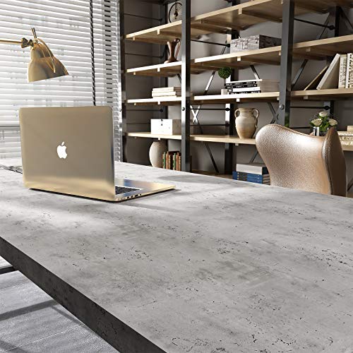 LaCheery Extra Thick Stained Concrete Wallpaper Peel and Stick Plain Grey Cement Contact Paper Vinyl Concrete Wall Paper Roll for Bedroom Wall Kitchen Countertops Table Plastered Effect 15.8 x 80 Inch