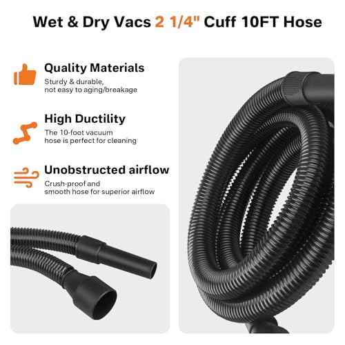 10Ft. Extension Hose Replacement for Shop Vac, Craftsman, Ridgid Wet & Dry Vacuums WD650 WD0950 WD1956 17761 17965 17776, Dust Collection Hose, Wet & Dry Vaccuum Hose Accessories