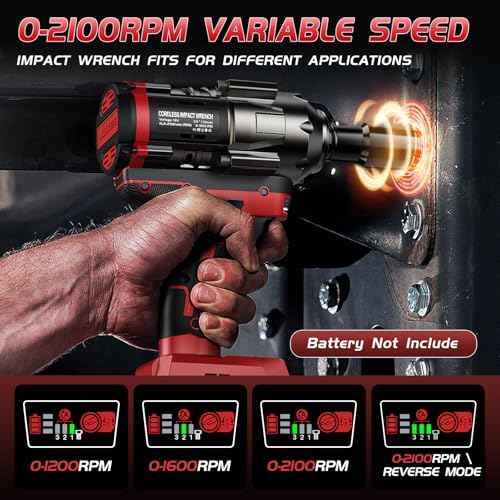 Cordless Impact Wrench 1/2 inch for Milwaukee 18V Battery, 900Ft-lbs(1200N.m) High Torque Impact Driver, Brushless Impact Gun with 4-Mode Speed, 6 Sockets, LED Work Light (Battery NOT included)