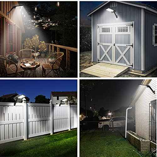 Aqonsie Solar Lights Outdoor with Remote, 180¡Æ Adjustable 56LED Solar Flood Light, Outside Security Motion Sensor Lights Outdoor with 3 Lighting Modes for Backyard,Gutter,Garden,Front Door 4 Pack