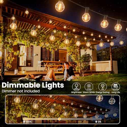 RTTY Outdoor String Lights 120ft, G40 Led Patio Globe Lights with 62pcs Bulbs,Shatterproof Waterproof Connectable Hanging for Porch Cafe Bistro Backyard Gazebo Balcony Deck Party