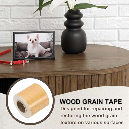 PATIKIL Wood Grain Tape 2" x 32 ft, Self-Adhesive Wood Texture Repair Tape Realistic Wooden Effect Patch for Furniture Cabinets Floor Walls, American Oak