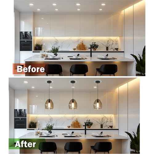 Recessed Can Light Conversion Kit for 5" and 6" Ceiling Fixtures - Pendant/Hanging Light Upgrade, Compatible with Ceiling Fans, Includes 7¨ú" Flat Steel Medallion, White Finish,2 Pack