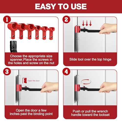 6 in 1 Door Hinge Adjustment Tool Multi-Size Hinge Gap Adjusting Wrench Kit Heavy Duty Door Hinge Repair Tool for Residential and Commercial Use