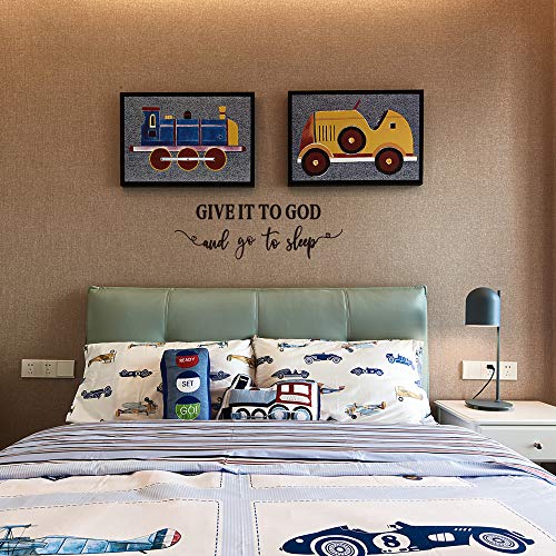 GIVE IT to GOD and go to Sleep - Christian Quotes Vinyl Wall Decal Religious Motto Positive Words Art Font Letters Relaxed Bedtime Sayings Room Stickers Decoration