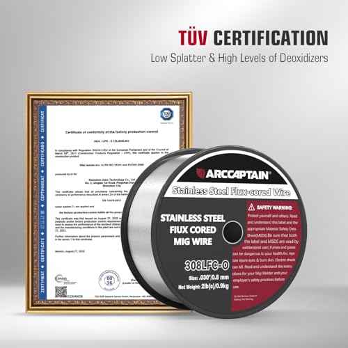 ARCCAPTAIN Stainless Steel Flux Cored Wire E308LFC-O .030-Diameter MIG Welding Wire Stainless Steel Wire with Low Splatter Compatible With Lincoln Miller Forney Harbor MIG Welder 2-Pound