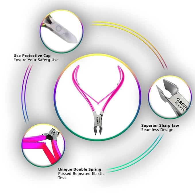 Professional Cuticle Trimmer Nail Cuticle Cutter Stainless Steel Cuticle Nippers with Sharp Blades of Cuticle Remover Clippers Manicure Tools Double Spring for Nail Care Pedicure Nail Tools (Pink)