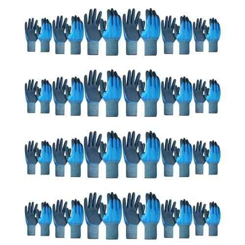 Mimorou 24 Pairs Waterproof Work Gloves Bulk Double Rubber Coated Non-slip Working Gloves Women Men Gardening Gloves