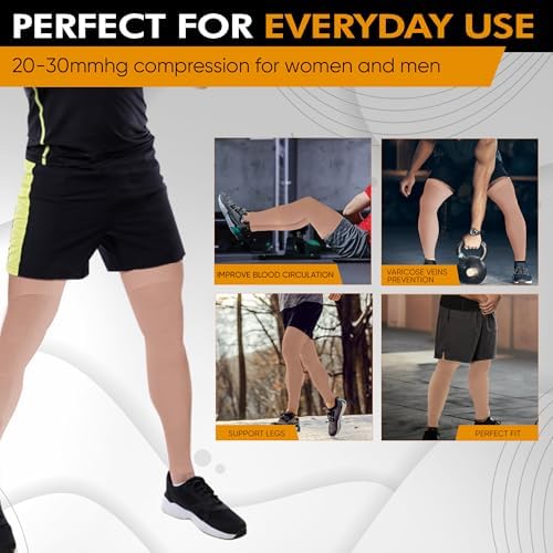 Doc Miller Thigh High Calf Sleeves Compression Hose 20-30 mmHg Opaque Stockings