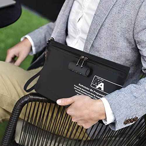 Fireproof Money Bag with Lock KaAutoler Fireproof and Waterproof Cash Bag with Zipper Closure Fireproof Safe Box Money Pouch Locking Accessories Pouch for Cash (11"*7.5")