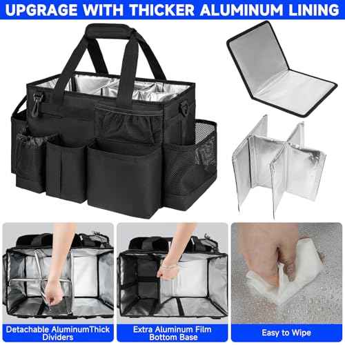 Cleaning Caddy Bag, Large Cleaning Supplies Organizer for Housekeepers, Housekeeping Caddy with Handle and Detachable Padded Cushion, Black
