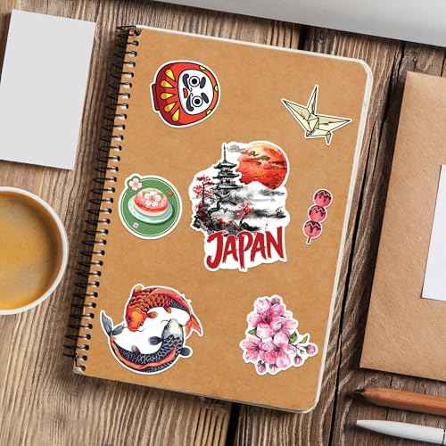 Japan Travel Stickers 50 Pieces Vinyl Waterproof Decal for Laptop Water Bottle Phone Car Window Bike Motorcycle Stakeboard Scrapbook Japanese Sticker Gifts