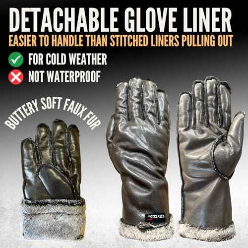 Cestus 5075, Winter Work Gloves for Cold Weather, Detachable Faux Fur Glove Liner Insulation, Impact Resistant Safety Gloves