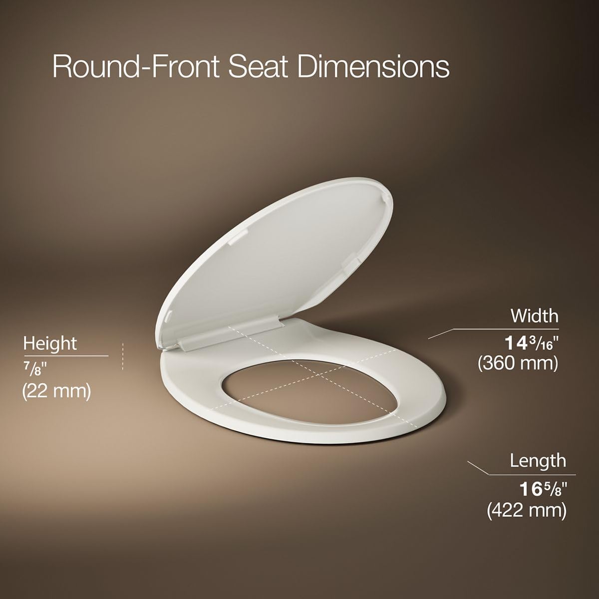 KOHLER 20111-96 Brevia, Slow Close Toilet Seat, Round Toilet Seat, Grip-Tight Bumpers Quick-Attach Hardware, Biscuit (Pack of 2)
