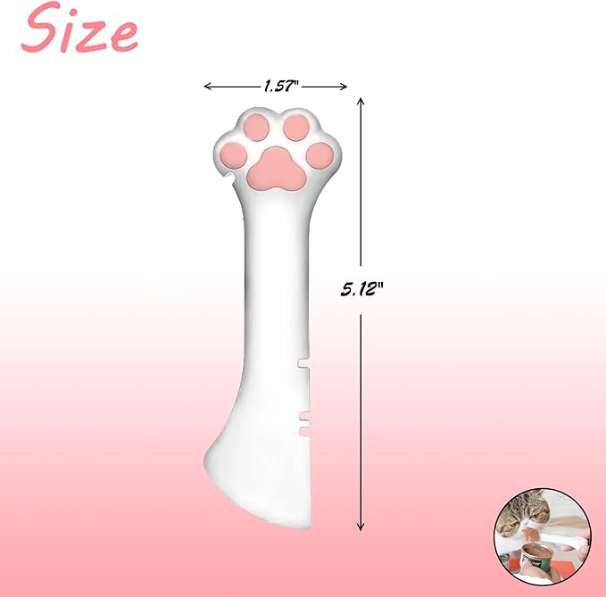 Sheldamy Silicone Pet Food Spoon, Cat Food Can Opener Paw, Wet or Dry Food Short Spoon for Cat Dog With Mini Spatula