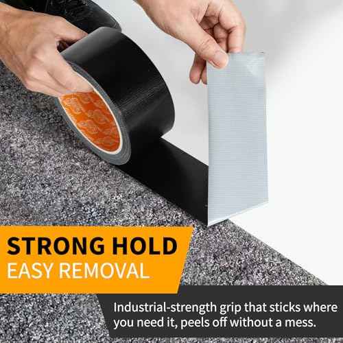 YONGJIN Black Duct Tape Waterproof - 2 Pack Tear by Hand, No Residue, Multi-Purpose Duct Tape Bulk for Indoor Outdoor Repairs, DIY, Packaging, and Crafts, 2 Inch x 40 Yards Total