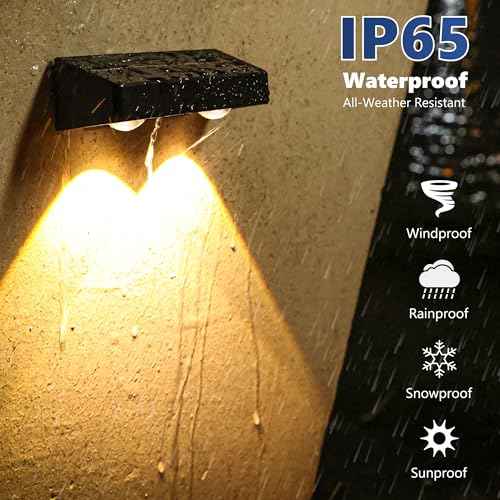 Brizled 12 Pack Solar Fence Lights, RGB + Warm White + Cool White Outdoor Solar Wall Lights, 11 Modes Color Changing Deck Light IP65 Waterproof Outdoor Lighting for Railing Wall Deck Fence Stair
