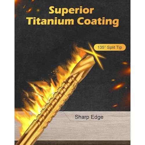 6 Pack Titanium Coated HSS Twist Drill Bit, 3-8mm Hex Shank Serrated Cutting Drill Bit Woodworking Tools for Wood Metal Plastic Hole