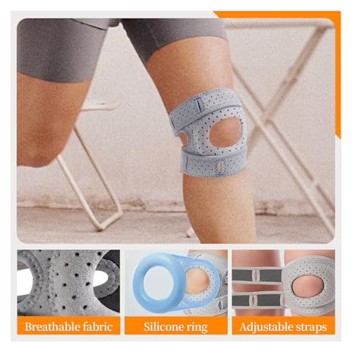 Wellknee Knee Brace | Wellne Knee Brace for Women Men | Pain Relief Adjustable Patellar Tendon Support Sleeves Brace Knee Joint Strap for Hiking Joint Support Brace for Men and Women, Athletic Support for Running, Walking, Exercise Recovers(Grey)
