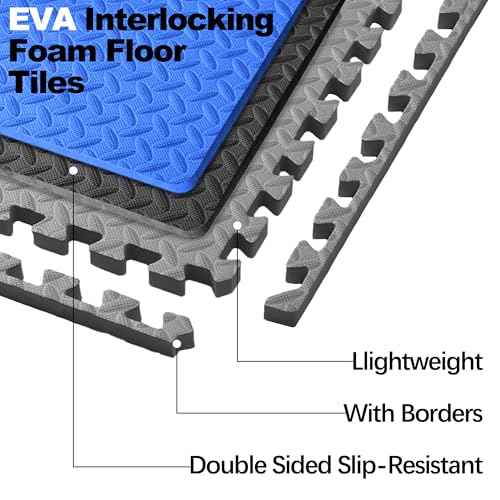Fitvids Puzzle Exercise Gym Flooring Mat, 3/4" Thick High-Density EVA Interlocking Tiles, Workout Mat for Home Gym, Fitness Equipment, MMA, Gymnastics, 24-Piece Shock-Absorbing Exercise Mat (96 Sq Ft)