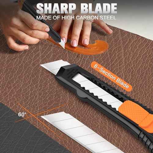 Box Cutter, Utility Knife, 16 Pack Box Cutter Retractable, Box Cutter Knife for Cardboard, Paper, Vinyl, Retractable Utility Knife Heavy Duty, 18mm Wide Snap-Off Blade, Box Cutters