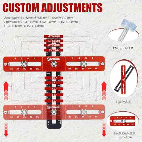 Cabinet Hardware Jig,Cabinet Handle Jig for Drawers Cabinets,Adjustable Cabinet Hardware Template Tool for Knobs,Handles and Pulls,Self-Centering Drill Guide for Precise Installation
