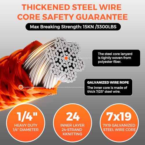 Tree Climbing Flipline Kit - Flip Line1/2 X8ft Tree Climbing Rope with Triple Lock Carabiner Adjuster Steel Swivel Snap for Fall Protection,Climbing Tree Equipment