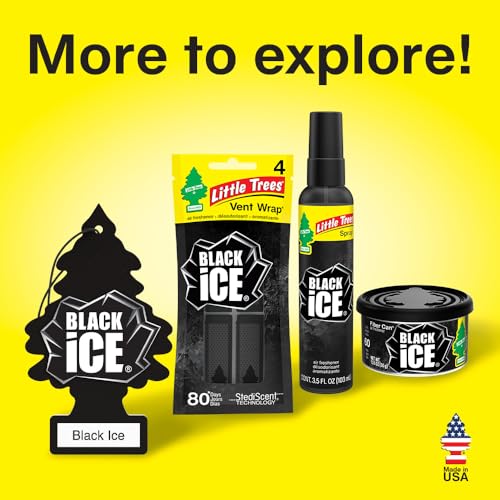 LITTLE TREES Car Air Freshener | Hanging Tree Provides Long Lasting Scent for Auto and Home | Black Ice, 24 Air Fresheners