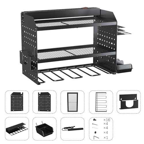 Power Tool Charging Station, Garage 4 Drill Power Tool Wall Organizer, Metal Hand Tool Storage Rack, Utility Racks, Cordless Drill and Battery Holder for Garage Organization, Gifts for Men Dad Husband