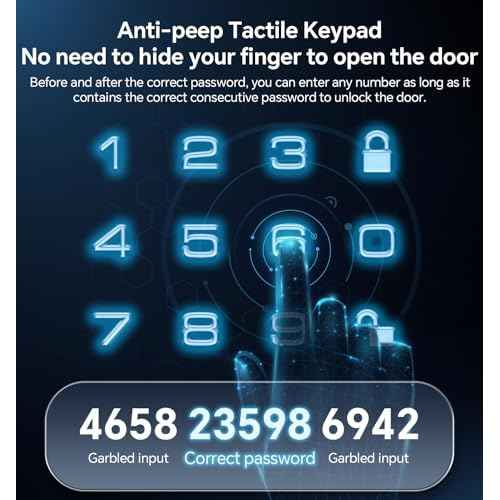 Keyless Entry Keypad Deadbolt with Handle Set, Smart Lock, Auto-Lock + One-Touch Lock, 100 Codes + Easy Install, Ideal for Airbnb/Homes/Offices, Fits U.S. Standard Front Doors, Satin Nickel