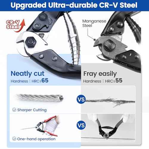 Muzata Cable Cutter Heavy Duty Stainless Steel Wire Rope Cutter Aircraft Up to 5/32" for Deck Stair Railing Thick Seal Metal Fence Bike Bicycle Brake M015, CT1
