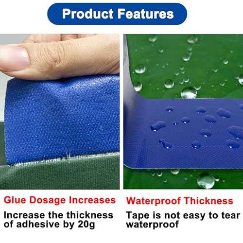Tarpaulin Repair Tape, 3.15IN*16.4FT Blue Waterproof Tarp Repair Tape Patch, Heavy Duty RV Covers Tent Repair Tape for Truck Camper Travel Trailer Boat Covers