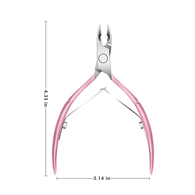 Cuticle Trimmer with Cuticle Pusher and Scissors, Cuticle Remover Professional Durable Pedicure Manicure Tools, Stainless Steel Cuticle Nipper Cutter Clipper (Pink Scissor)