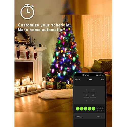 Smart RGB C9 Outdoor 79FT 100LED Chasing Effects Christmas Lights with Timer, Music Sync APP & Remote, Waterproof Extendable Color Changing String Lights for House