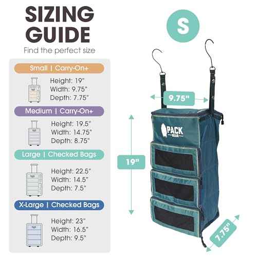 Pack Gear Hanging Carry-On Organizer - Our Standard Hanging Luggage Organizer Fits Any Carry On - Our Packing Cubes For Travel Use Mesh Windows to Make Finding Clothes Easy (Green, S)
