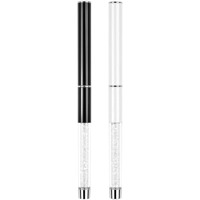 2Pcs Oval & Flat UV Builder Gel Nail Brush Set Rhinestone Handle Professional Nail Art Design Brushes for Polygel Hard Gel
