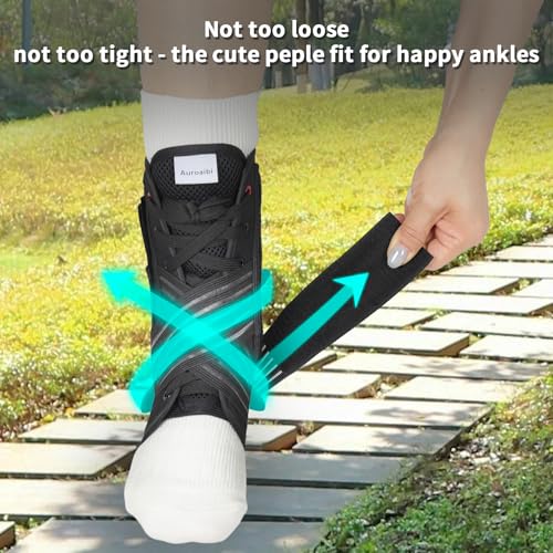 Ankle Brace for Sprained Ankle Lace up Support Brace for Women Men with Side Splints Adjustable Ankles Stabilizer for Injury Recover, Sports, XL